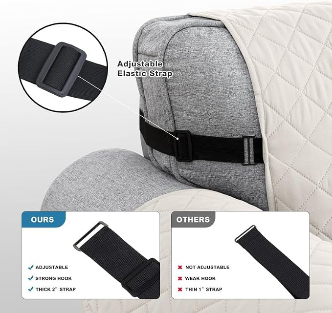 TOPCHANCES Sofa Slipcover L Shape 3pcs Reversible Sofa Cover Sectional Couch Cover 3 Seater Chaise Slip Cover with Elastic Straps for Kids Dogs Cats Pet Furniture Protector Cover - Image 5