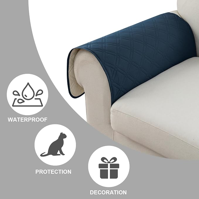 Genina Sofa Armrest Cover, Anti-Slip Armchair Slipcovers for Dogs Cats Pet, Water Resistant Couch Arm Cover for Backrest Recliner Loveseat, L Shaped Sofa, 23.6 x 27.5 Inches（2 Pieces） - Image 4