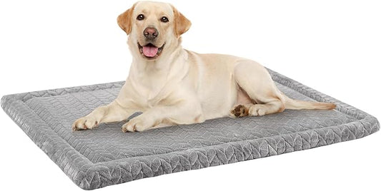 BEAUTYZOO Dog Bed Crate Pad 36 x 24 inch, Washable Dog Crate Mat for Large Sized Dogs, Anti-Slip Pet Crate Bed Kennel Pad, Durable Cozy Puppy Sleeping Mat Rectangle Mattress, Grey by BEAUTYZOO
