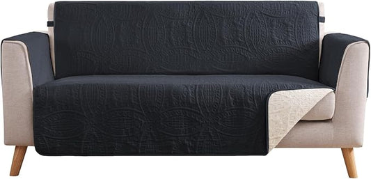 Water Repellent Loveseat Cover for 2 Cushion Couch, Machine Washable Love Seat Quilted Couch Covers, Pet Friendly Loveseat Slipcovers (Loveseat 48", Blue Gray) by Pamhaven