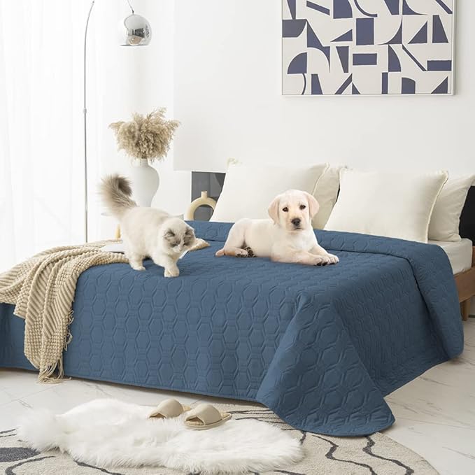 Tcksstex Waterproof and Non-Slip Dog Bed Cover and Pet Blanket Sofa Pet Bed Mat ，car Incontinence Mattress Protectors Furniture Couch Cover for Most Cats Dogs,Pets（82x102- Navy Blue） by TcksstexFauxFurDogBedCover
