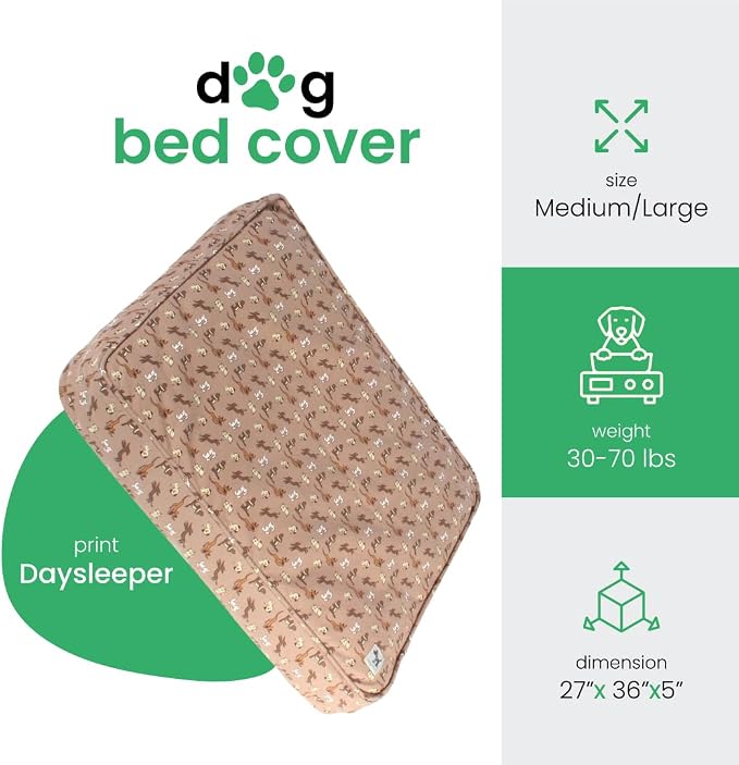Molly Mutt Medium to Large Dog Bed Cover - Daysleeper Print - Measures 27”x36”x5’’ - 100% Cotton - Durable - Breathable - Sustainable - Machine Washable Dog Bed Cover - Image 2