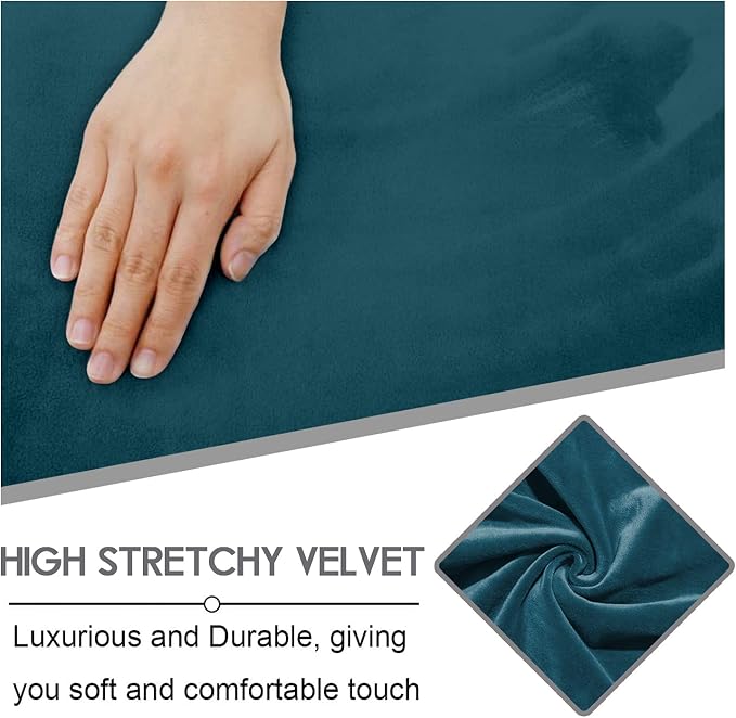 ULTICOR Velvet 8-Pieces Recliner Sofa Covers Stretch Reclining Couch Covers for 3 Cushion Reclining Sofa Slipcovers Furniture Covers Thick Soft Washable (3 Seater Recliner Cover, Deep Teal) - Image 3