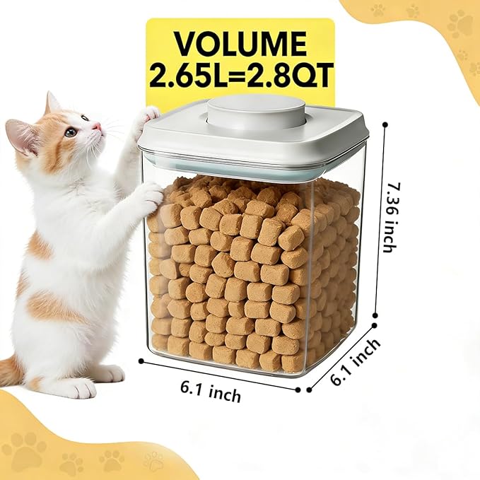 Ankou 2 Pack Airtight Dog Food Storage Containers, 2.8 QT Each, One-Touch Pop Lids, BPA-Free | Clear Stackable Canisters for Pet Food & Cat Treats - Image 6