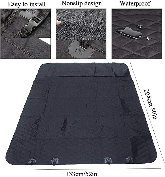 SUV Cargo Liner for Dogs Waterproof Nonslip Car Pet Seat Covers Back Seat with Bumper Flap Protector Washable Boot Cover Mats for Cars SUVs Vans Trucks (Black) - Image 2