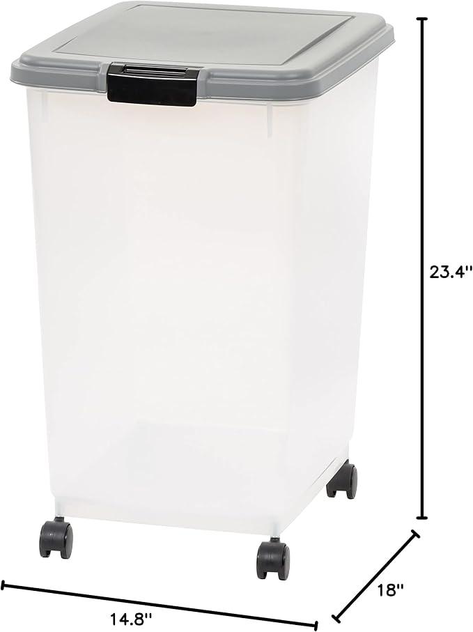 Amazon Basics Airtight Pet Food Storage Container with Scoop, BPA Free, Removable Wheels, 69 QT, Gray - Image 13