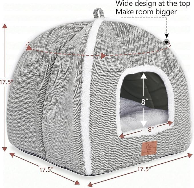 Cat Bed for Indoor Cats - Cat Cave Bed Cat House Cat Tent with Removable Washable Cushioned Pillow, Soft and Self Warming Kitten beds,Cat Beds & Furniture （Large Grey） - Image 5