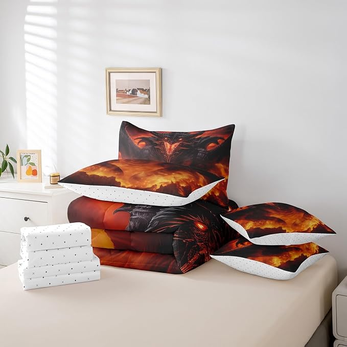 Dragon Queen Comforter Set - 7 Pcs with 1 Comforter, 1 Flat Sheet, 1 Fitted Sheet, 2 Pillowcases, 2 Pillow Shams - Image 6