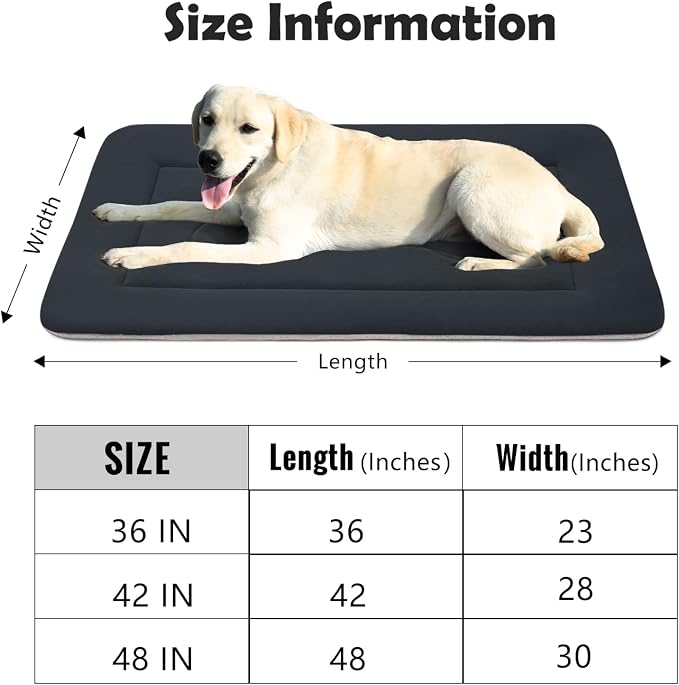 Extra Large Dog Bed Soft Dog Crate Pad Mat, 48 in Non-Slip Bottom Washable Dog Sleeping Mattress Pet Beds Cat Bed Kennel Pad, Dark Blue Gray - Image 6