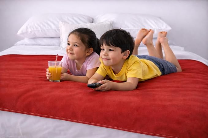 The Original Good-Time Red/Gray Waterproof Blanket Jumbo 80x60 | 100% Leakproof for Messy Moments, Pets and Spills, Machine Wash & Dry - Image 5