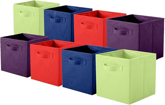 ShellKingdom Storage Bins, Foldable Fabric Storage Cubes And Cloth Storage Organizer Drawer For Closet And Toys, 8 Pack (Red+Dark Blue+Purple+Green) by ShellKingdom