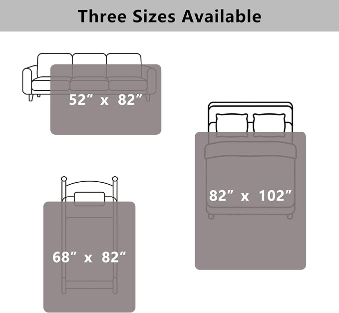 Waterproof Couch Cover - Washable Dog & Pet Furniture Protector | TPU Leak-Proof Liner, Microfiber Fabric, Lightweight & Reversible, Fits Sofa and Bed, 52" x 82" , Lightgrey/Cream - Image 7