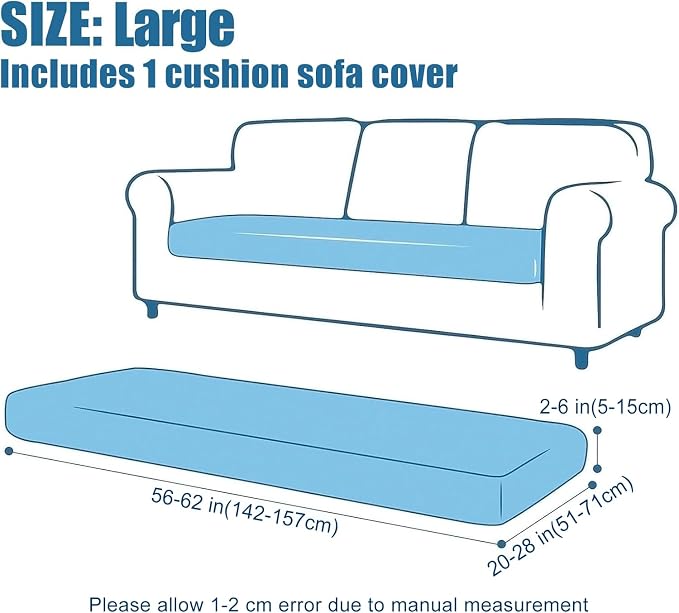 Smiry Waterproof Couch Cushion Covers, Non Slip Seat Cushion Covers | Stretch Jacquard Sectional Sofa Slipcover, Washable Elastic Furniture Protector for Pets, Kid, Large, Blue - Image 6