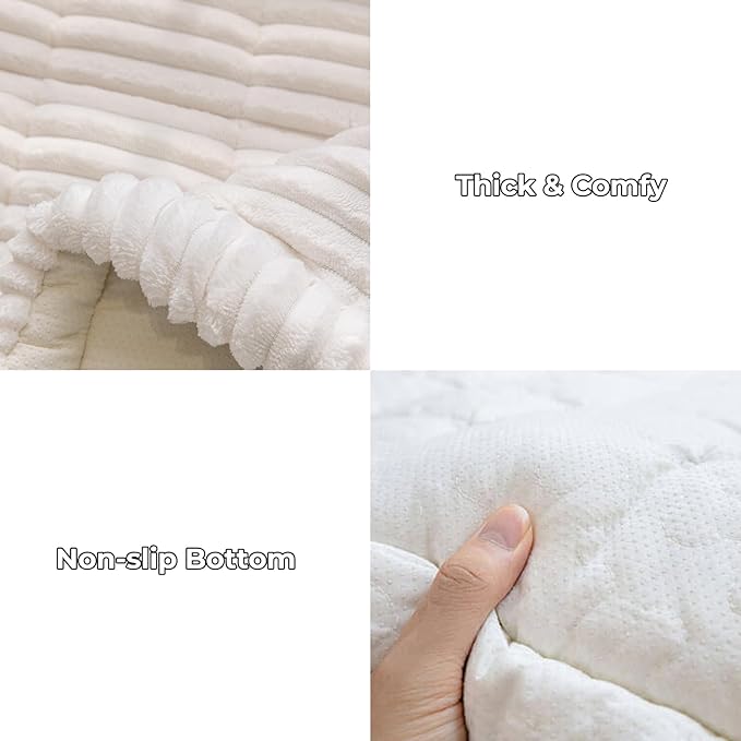 FUNNY FUZZY Pet Couch Covers for Sofa, Washable Dog Couch Cover Protector for Dogs, Flannel Couch Covers for Dogs Pet Friendly Pets Mat Bed (White, 19.7"x19.7") - Image 3