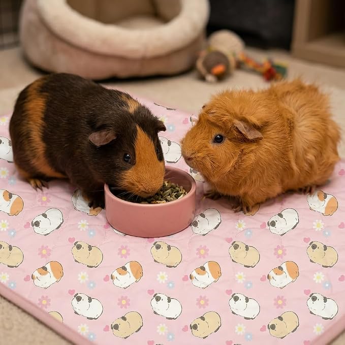 Guinea Pig Cage Liners, 59x31in 2 Pack Washable Guinea Pig Bedding, Waterproof Reusable & Anti Slip, Super Absorbent Guinea Pig Pee Pad for Small Animal, Rabbit, Bunny, Fit for C&C Cage, Pink - Image 6