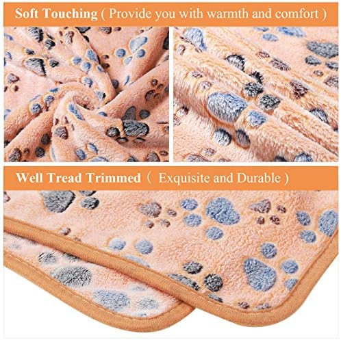 Tatuo 4 Pack Fleece Dog Blankets for Puppy Cats Multi-Size Sleep Mat for Pet Guinea Pig Soft Washable Warm Crate Bed Puppy Teething Toys Print Pattern Blanket Indoor(Mixed Color,30 x 20.5 Inch,Paw) - Image 3