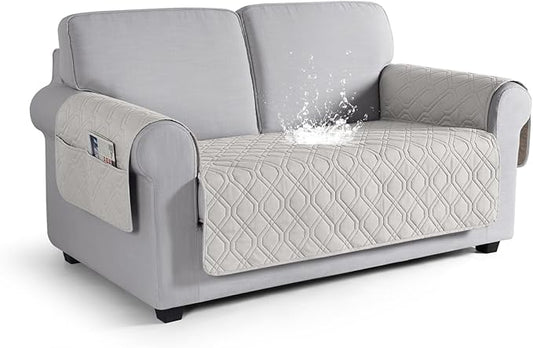 VANSOFY Waterproof Loveseat Couch Cover for Pets, Off White, 47.2" | Non-Slip, Washable, Utility Pockets, Pet Friendly, Furniture Protector Slipcover for 2 Cushion Couch by VANSOFYFURNITURECOVERS