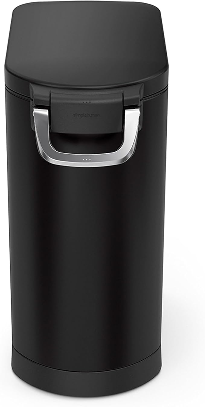 simplehuman Large Pet Food Storage Container, Holds 30-35 lb / 14-16 kg of Dry Dog Food, Cat Food, or Bird Seed, Airtight Lock-Tight Lid with Magnetic Scoop, BPA-Free, Matte Black Steel - Image 2