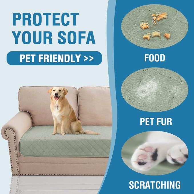 H.VERSAILTEX Couch Cover for Dogs Washable 100% Waterproof Sofa Cushion Cover Dog Bed Cover Non-Slip Pet Blanket for Sofa Cushion Protector, 35" x 62", Sage - Image 6