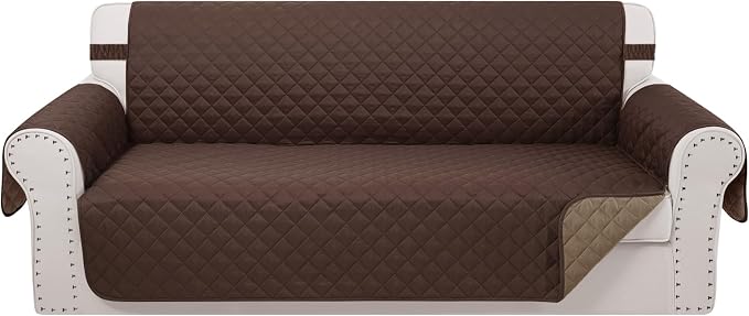 Reversible Couch Cover for 3 Cushion, Sofa, Chocolate/Taupe | Couch Cover for Sofa, Pet Friendly Water Repellent Couch Sofa Cover, Washable Furniture Protector with Elastic Straps by LuxshareHome