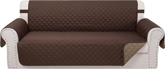 Reversible Couch Cover for 3 Cushion, Sofa, Chocolate/Taupe | Couch Cover for Sofa, Pet Friendly Water Repellent Couch Sofa Cover, Washable Furniture Protector with Elastic Straps by LuxshareHome