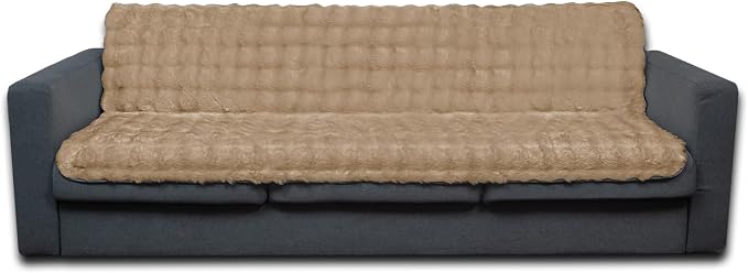 Dogs/Cats Bed Mats, Dog Pad Washable Removable Couch Cover with Anti-Slip Back, Plush Long Fur Mat, Perfect for Small, Medium and Large Dogs.(Light Brown-Bubble, 52"x82") by SNUGGLESINTO