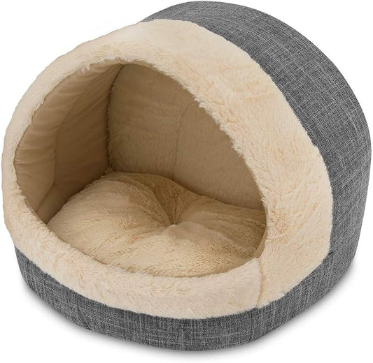 Best Pet Supplies Cat Bed for Indoor Cat, Domed Tent House with Removable Pillow, Covered Cat Cave for Small Dog, Puppies and All Breeds of Cats - Gray, 17 x 15 x H:14" by BestPetSuppliesLLC