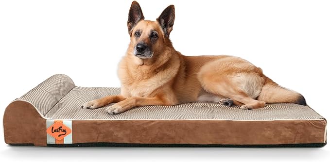 Laifug Orthopedic Dog Beds for Large Dogs,4.5" Memory Foam Dog Beds,Durable Water Proof Liner Removable and Washable, Nonskid Bottom, Brown 46"x28"x8" by Laifug