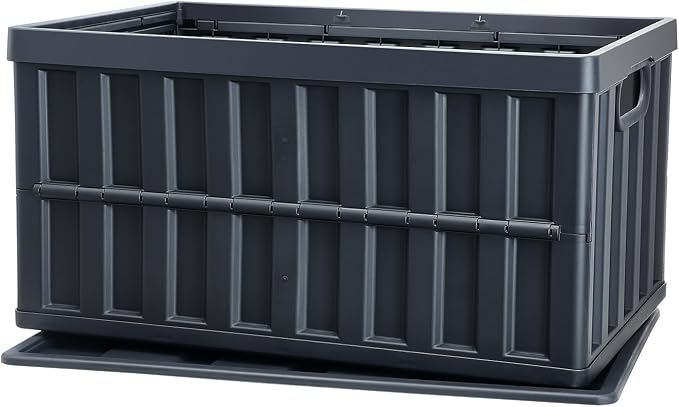 VEVOR 65L Collapsible Storage Bins with Lids 3 Packs, Stackable Utility Crates with Handles, Large Folding Containers for Organizing Tools, Books, Food, Drinks, Camping&Transport - Image 9