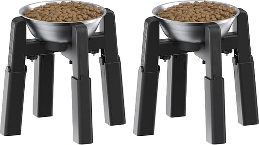 CZPET Dog Bowl Stand, 51 oz Large Capacity Stainless Steel Feeder (2 Pack) | Elevated Pet Water & Food Bowl for Medium Dogs, Stable and Anti-Slip Raised Bowl by CZPET
