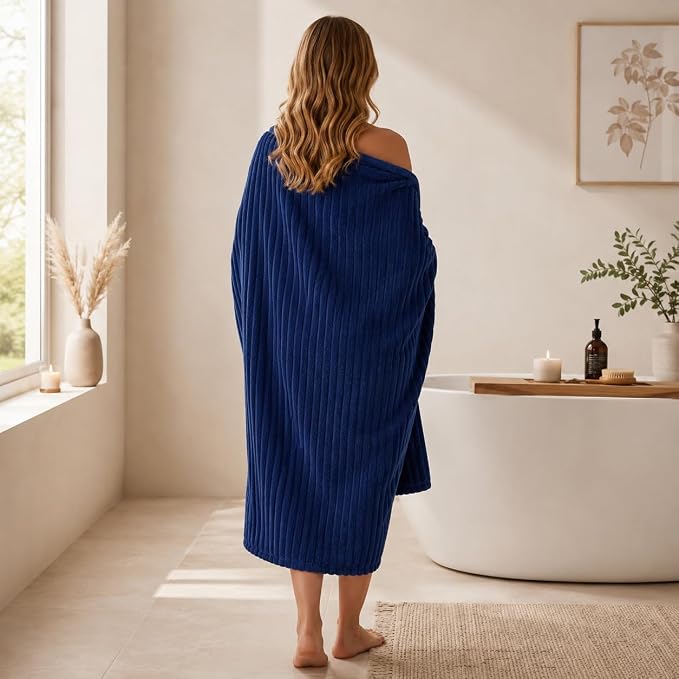 3 Pack Bath Towel Set, 40"x80" Oversized Bath Sheet,Navy Blue | Ultra Soft Microfiber, Lint Free, Quick Dry, Highly Absorbent, Full Body Coverage, 1 Bath Sheet, 1 Hand Towel, 1 Washcloth - Image 4