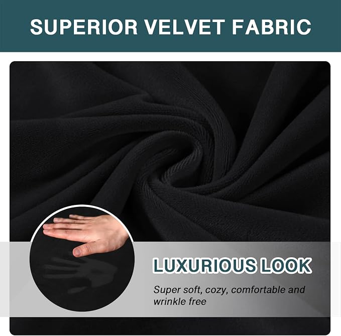 FantasDecor Velvet Chaise Lounge Cover Stretch Double Arm Chair Slipcover for Living Room Bedroom Soft Plush Fabric Machine Washable, Black - Image 4