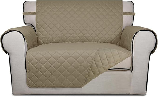 PureFit Reversible Quilted Sofa Cover Dog Couch Covers for Sofa, 28 in | Beige/Beige, Water Resistant Couch Protector, Washable Pet Couch Cover with Non Slip and Elastic Straps For Kids by PureFit