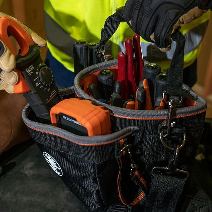 Klein Tools 55419SP-14 Tool Bag with Shoulder Strap Has 14 Pockets for Tool Storage, Can Fit Long Screwdrivers - Image 6