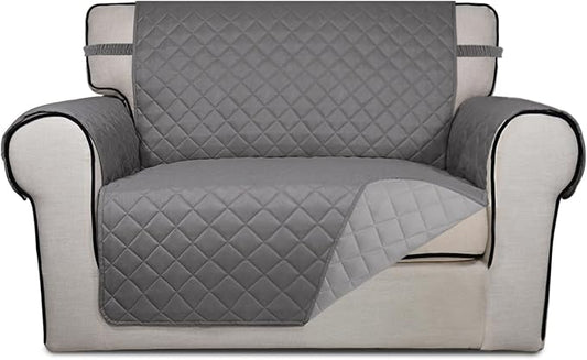 PureFit Reversible Quilted Sofa Cover Dog Couch Covers for Sofa, 28 in | Gray/Light Gray, Water Resistant Couch Protector, Washable Pet Couch Cover with Non Slip and Elastic Straps For Kids by PureFit