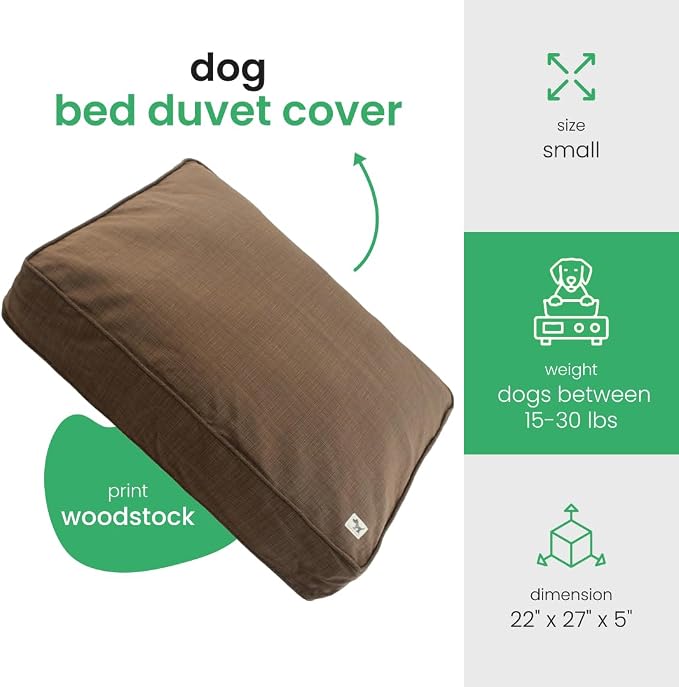 Molly Mutt Woodstock Dog Bed Duvet Cover, GOTS-Certified 100% Organic Cotton Canvas Cover for Dog, Puppy, or Cat Bed, Durable, Washable, and Free of Harmful Chemicals, Small, 22"x27"x5" - Image 2