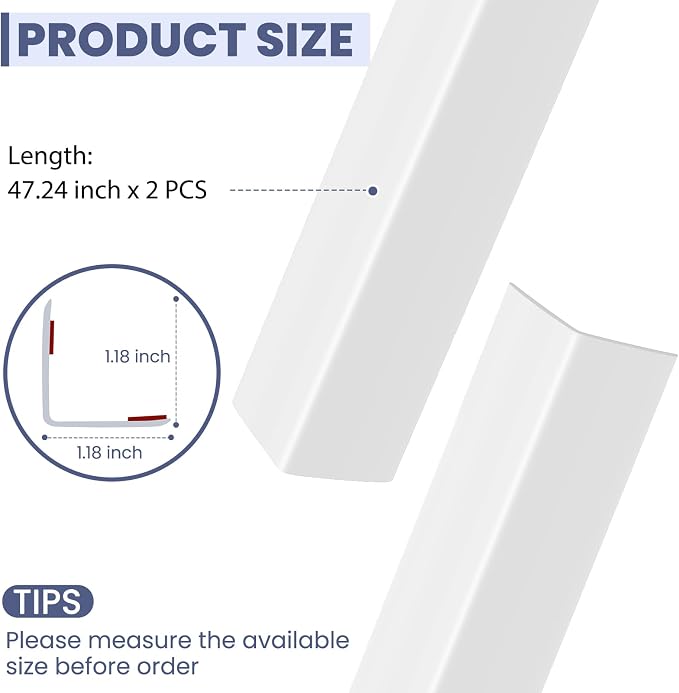 2PCS Wall Corner Protectors Guards - Self Adhesive Corner Protector & Corner Guards for Walls Edge Protection, Easy to Apply - No Tools Needed(Pure White, 47.24"x1.18") - Image 5