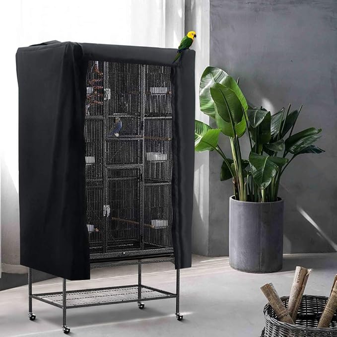 POPETPOP Birdcage Cover Blackout & Breathable Material - Universial Bird Cage Skirt Large Easy to Put On, Take Off, and Adjust - 48in x 27in x 41in - Image 6