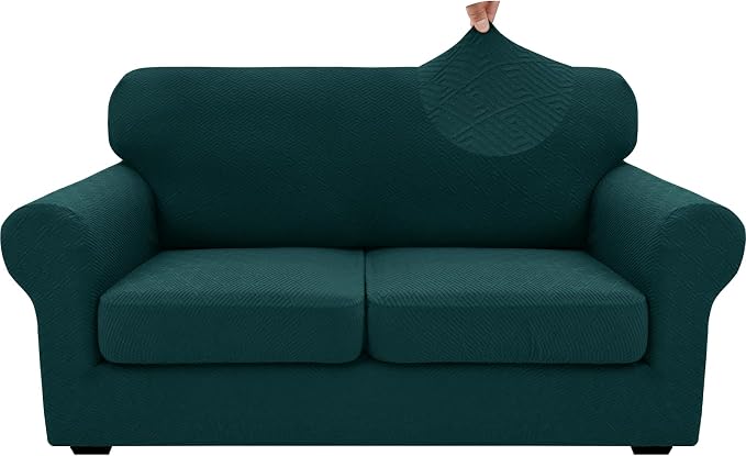 XINEAGE 2026 New 3 Pieces Couch Covers for 2 Cushion Sofa Super Stretch Loveseat Slipcover Pet Dog Universal Slip Cover Anti Slip Love Seat Furniture Protector (Blackish Green, 55"-69") - Image 9