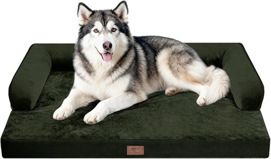 MEKIY Orthopedic Waterproof Dog Bed with Bolster for Extra Large Size Dogs | Pillow Support for Neck Relief, Egg Crate Foam, Waterproof Liner, Anti-Slip Bottom, Removable Bolster Cover, 48 x 33 Inch by Mekiy
