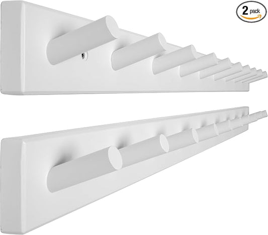 WEBI Coat Rack Wall Mounted,10 Hooks,38" Long Coat Hanger Wall Mount,Peg Rail Hat Hooks for Hanging Caps,Jacket,Clothes,Coats,White,2 Packs by WEBI