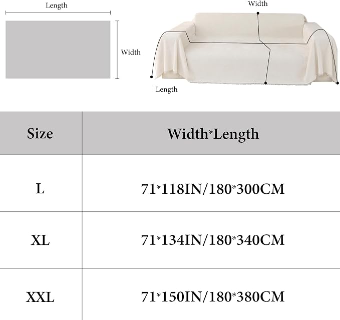 Luxury White Soft Thick Slub Chenille Couch Cover XXL 71x150 in | for All Shape Sofa Couch Furniture Protector, White Sofa Slipcover Protector for Dogs Pets Kids - Image 2