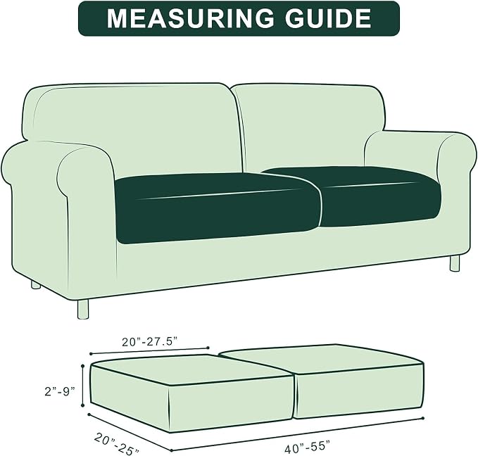 Hokway Stretch Couch Cushion Slipcovers Reversible Cushion Protector Slipcovers Sofa Cushion Protector Covers(Denimblue,Small-2PC) - Image 3