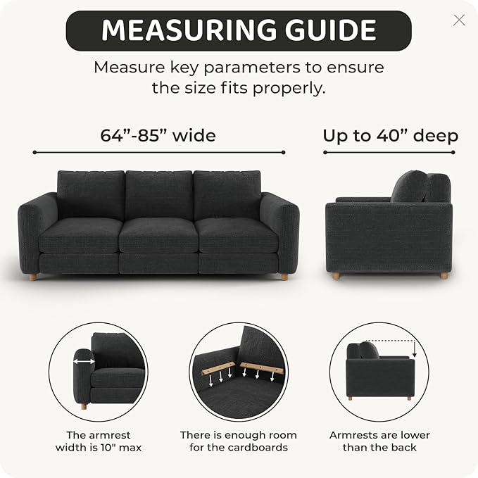 PAULTO BY GA.I.CO. Stretch Sofa Slipcovers – Soft Elastic Fabric Couch Cover for Armchair Loveseat 3-Seater & 4-Seater Sofa Cover – Non-Slip Furniture Protector Washable - Moss Green (64"-85" Wide) - Image 4