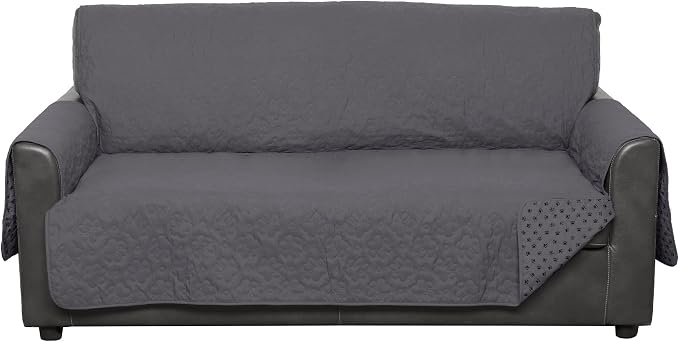 Furhaven Waterproof & Non-Slip Sofa/Couch Cover Protector for Dogs, Cats, & Children - Quilted Paw Print Living Room Furniture Cover - Gray, Sofa - Image 3