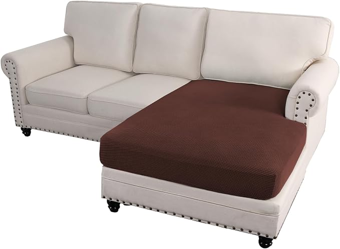 H.VERSAILTEX Sectional Couch Covers 1 Piece Chaise Slipcover L Shape Separate Cushion Couch Cover for Both Left/Right Sectional Couch (Seat Only: 1 Chaises, Burnt Brick) - Image 2