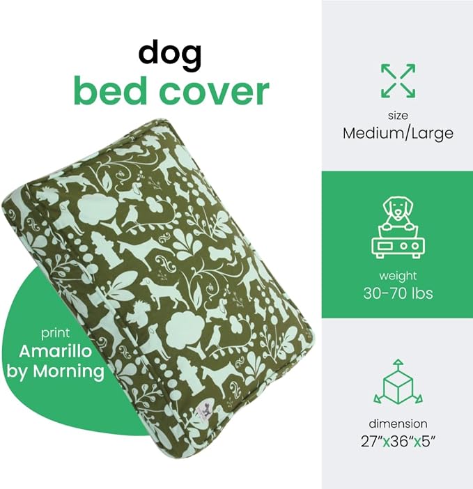 Molly Mutt Medium to Large Dog Bed Cover, Amarillo by Morning, Olive Green & Light Blue 27"x36"x5" - Image 2
