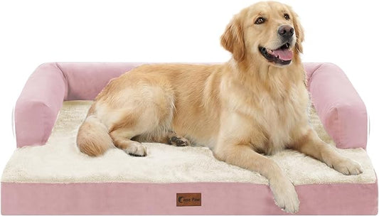 Orthopedic Washable Dog Bed for Large Dogs, 36x27in, Pink | Orthopedic Foam Relieves Joint Pressure, Bolsters Supports Head And Neck, Washable Cover, Non-Slip Bottom by CasaPaw