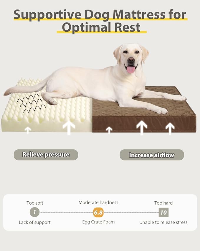 NUPIDA Orthopedic Dog Beds Large Sized Dog Waterproof Pet Bed for Crate,with Removable Washable Cover and Non-Slip Bottom, 35x23 Inch, Brown - Image 5