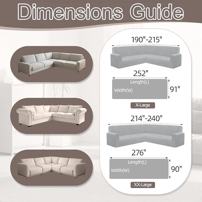 1OO% Waterproof Sectional Couch Covers for Dogs L Shaped Corner Sofa Cover Washable Chenille Sofa Slipcovers Blanket Modern Jacquard Pet Furniture Protector (91"x252", Coffee Wave) - Image 2